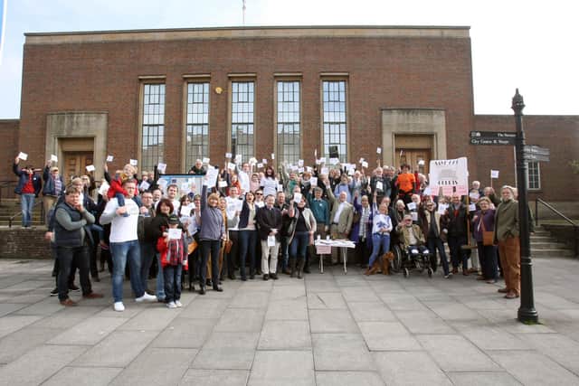 Chichester Crown Court closure protest back in 2016. Photo by Derek Martin.