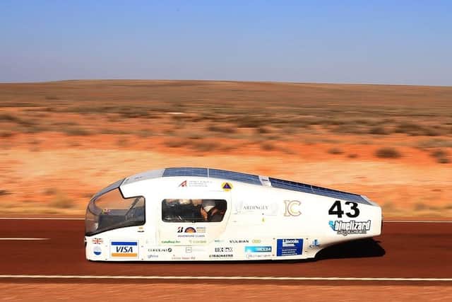The Ardingly Ifield Solar car driving across Australia.