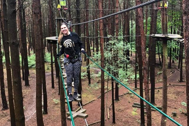 Taking myself out of my comfort zone, trying out all the challenges at Go Ape in Crawley