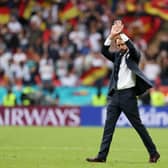 Gareth Southgate applauds the Wembley crowd after the win over Germany