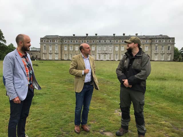 Adam Hastie, general manager, Andrew Griffith MP and Martyn Burkenshaw, head gardener at Petworth House SUS-210630-110955001
