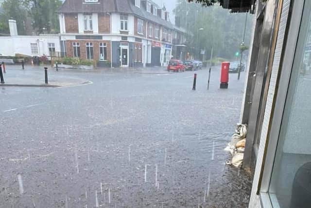 Flooding in Keymer Road, Hassocks, on Monday (June 28). Picture: Hayley Elphick.