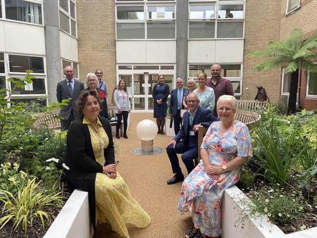 The Rev David Hill and wife Sandra were joined for the official opening of the Serenity Garden by University Hospitals Sussex NHS Foundation Trust chief executive Dame Marianne Griffiths and chief nurse Dr Maggie Davies, along with friends and family