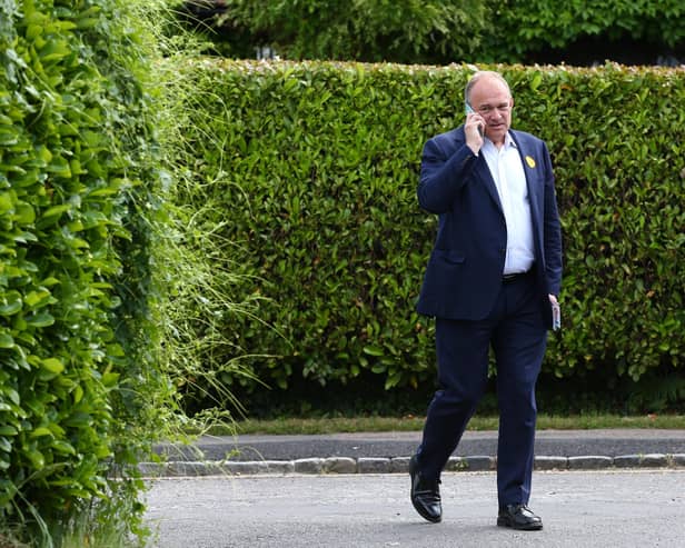 Ed Davey, Leader of the Liberal Democrats, out canvassing with Sarah Green, candidate for Chesham and Amersham, on June 15, 2021 in Amersham, England.  (Photo by Hollie Adams/Getty Images) SUS-210207-081818001