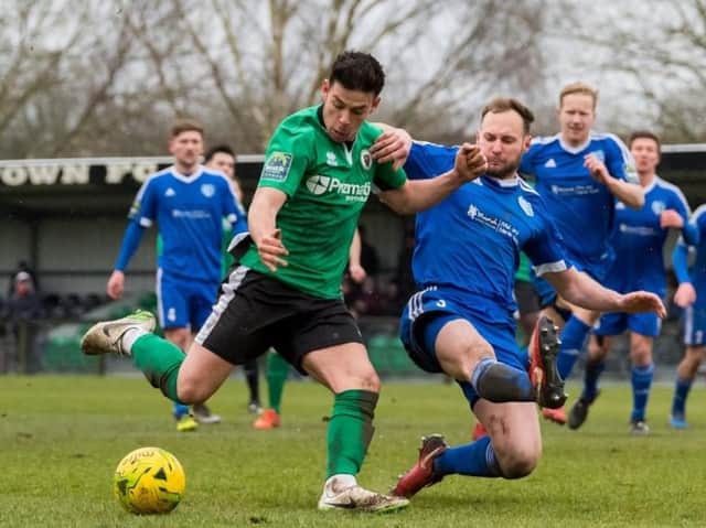 Lucas Rodrigues in action for Burgess Hill Town in 2018. Picture by Kyle Hemsley