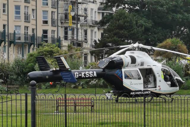The air ambulance in Warrior Square Gardens. Picture by Garry Tester SUS-210207-093954001