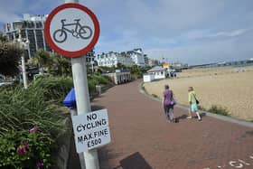 Seafront No Cycle Sign Eastbourne Prom SUS-150618-070904001
