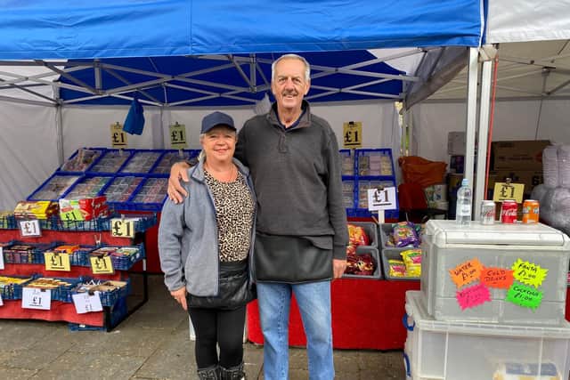 Zena and Mick Tarrant at their stall on Saturday