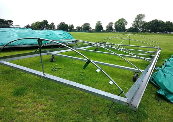 The cricket pitch covers have been damaged. All photos by Ron Hill