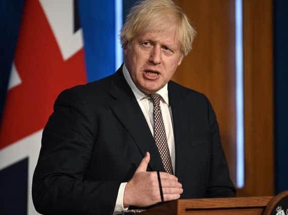 Boris Johnson makes his announcement at Downing Street on Monday
