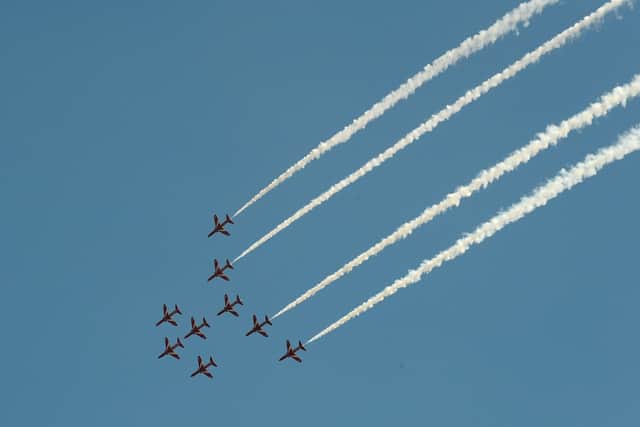 The Red Arrows fly over Goodwood Festival of Speed.

Picture: Sarah Standing