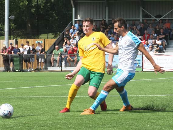 Action from Crawley Town's pre-season friendly at neighbours Horsham in 2019. Picture by Derek Martin