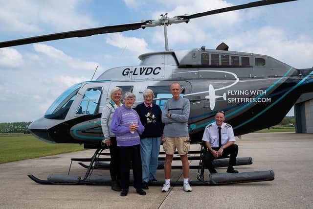 Patricia Dunnaway with her friends, brother and pilot Steve Brady