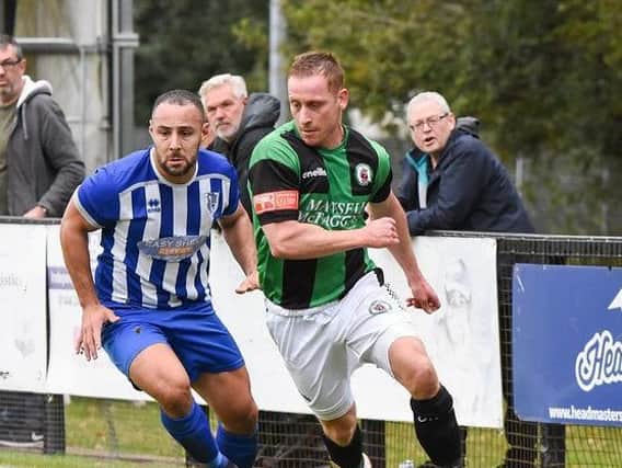 The evergreen Pat Harding has committed to Burgess Hill Town for the 2021-22 campaign, and found himself on the scoresheet in Hill's comprehensive 6-0 friendly win at Hassocks on Tuesday. Picture by Chris Neal
