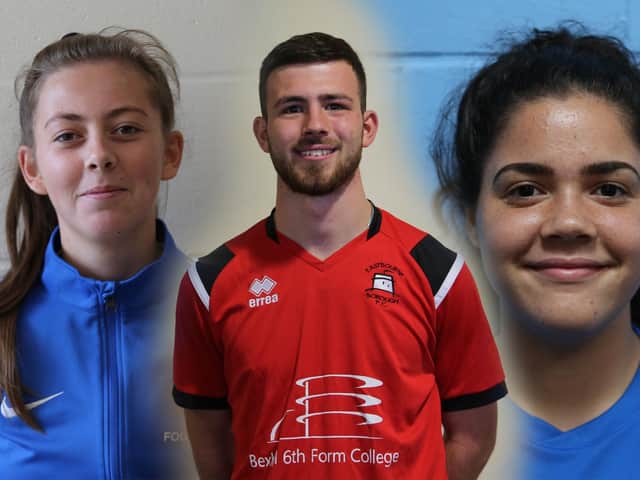 Izzy Payne, Dan Blackmore and Lillie McSweeney - three of Bexhill College Academy's success stories