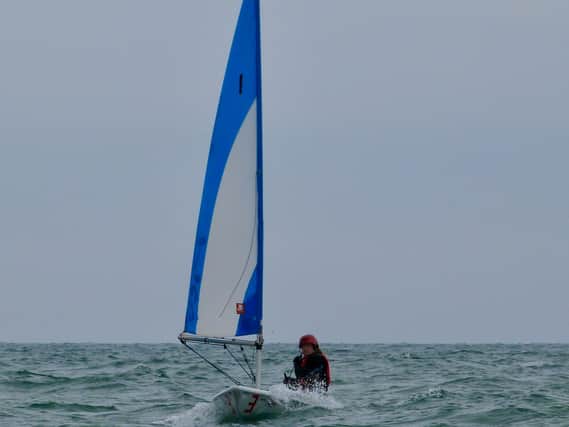 SAIL Series leader, Hermione Allsopp, looking comfortable at the helm. Photo courtesy of Philip Blurton