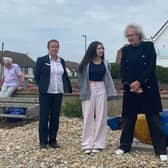 From left: Cllr Donna Johnson of Selsey Town Council, Chichster College student Megan Masters, and Brian May
