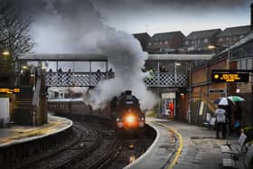 The steam train travelled through Hastings and St Leonards today SUS-191126-162553001
