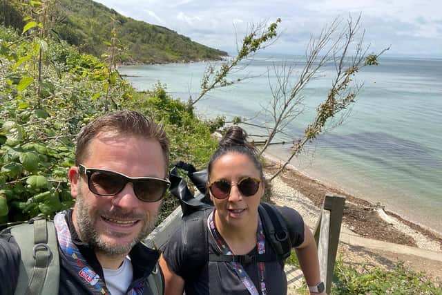 Anna and Chris Webb walked 106km in two days, the whole way around the Isle of Wight, to raise money for an all-weather running track at Steyning Primary School