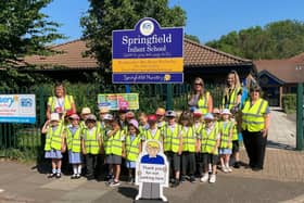 Reception children from Springfield Infant School learning about road safety as part of the Brake's Kids Walk. Picture: Tanya Andrews