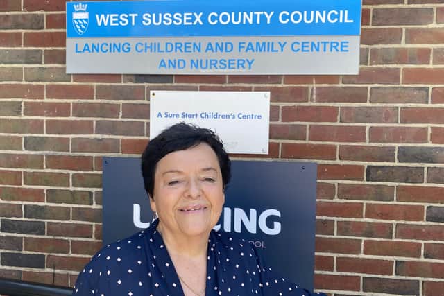 Councillor Ann Bridges outside the Lancing Children & Family Centre