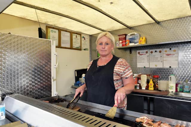 Sharon Potter and her burger van (Photo by Jon Rigby) SUS-210713-185037001