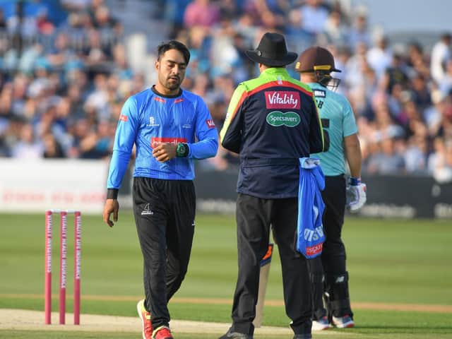 Rashid Khan is back in a Sussex Sharks shirt / Picture: Getty