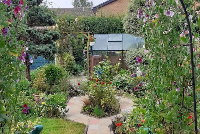 A 'small by very full' garden belonging to Sue Goodsall of Western Road. Sue said it welcomes a wide variety of wildlife and has two water features and two different seating areas.