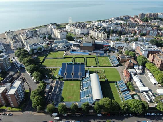Devonshire Park, Eastbourne, from the air / Picture: LTA Viking International Eastbourne