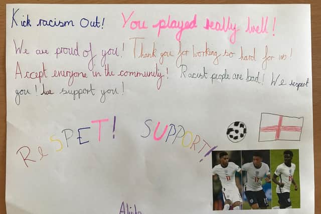 Pupils from St Richard's made anti-racism posters supporting England footballers