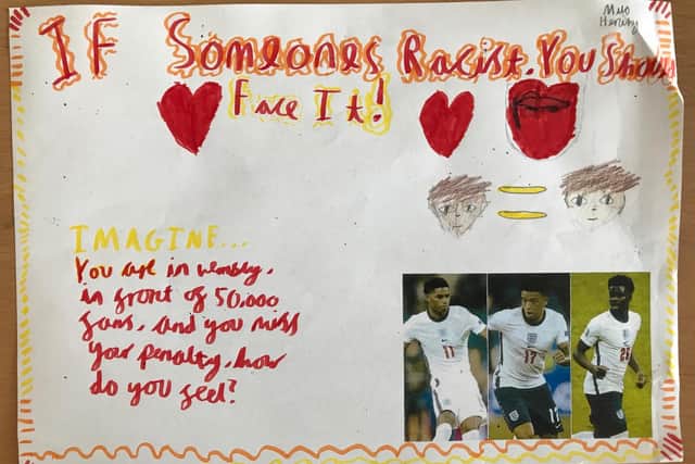 Pupils from St Richard's made anti-racism posters supporting England footballers
