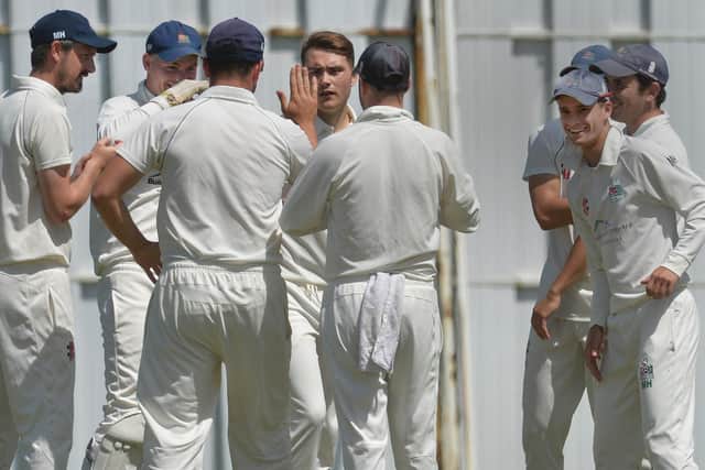 Bognor celebrate a Josh Sargeant wicket. Picture by Jon Rigby