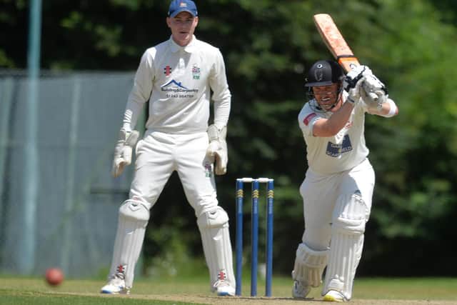 Ryan Maskell watches on as Michael Thornely bats for Horsham. Picture by Jon Rigby