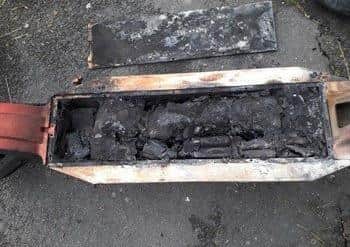 E-bike battery. Photo from East Sussex Fire & Rescue. SUS-210720-115833001