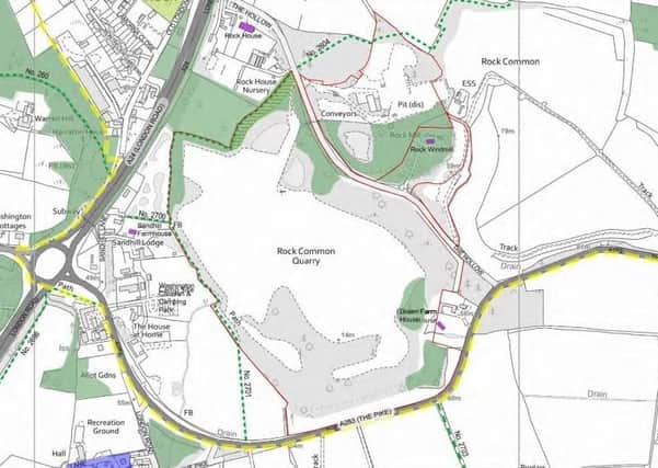 Rock Common Quarry application site edged in red