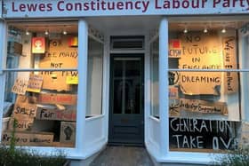 The window display at the office in Lewes' North Street