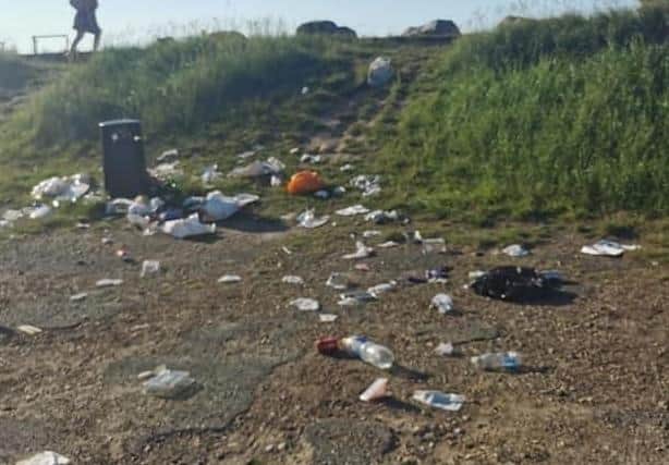 The rubbish left at Widewater Lagoon Car Park in Lancing