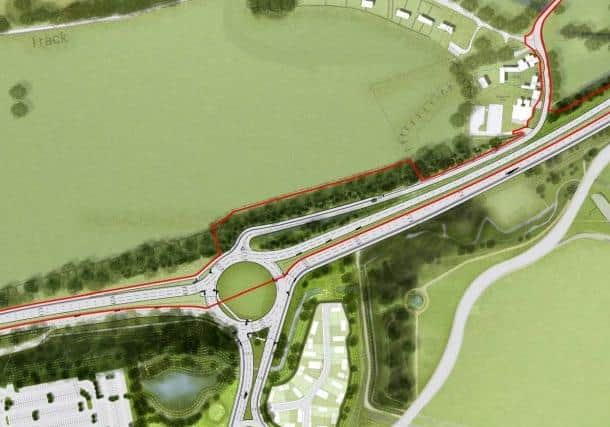 Plans showing the fourth arm of the roundabout north of the A27