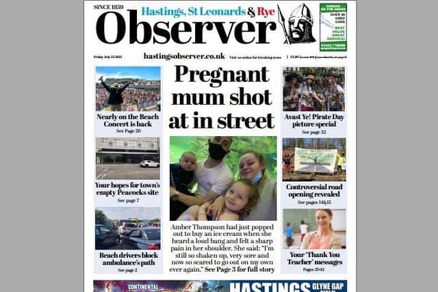 Today's front page of the Hastings and Rye Observer SUS-210722-125809001