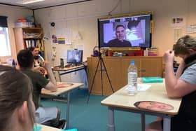 David Walliams and Zoe Ball joined Woodlands Meed pupils online for a surprise Q & A session.