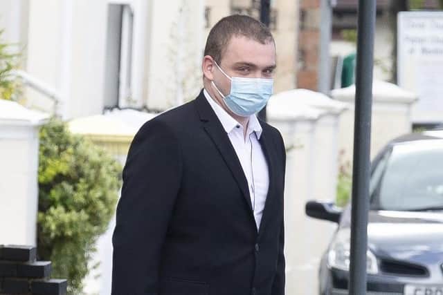 Evan McClelland outside Worthing Magistrates' Court on May 19