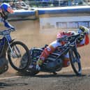 Action from Eastbourne Eagles' 48-41 defeat to Leicester Lions. Picture by Mike Hinves