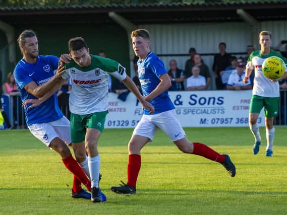 Action from Pompey's visit to the Rocks in 2019 / Picture: Tommy McMillan