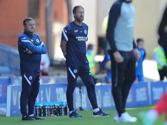 Graham Potter watches on during Brighton's 0-0 friendly draw at Rangers