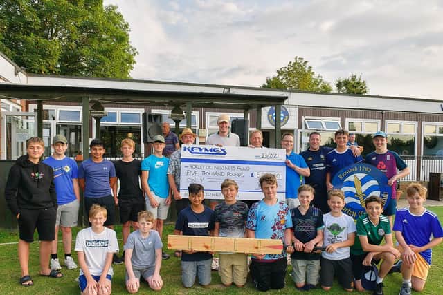 Horley Cricket Club's sponsor Keymex handed over £5,000 towards the club's net appeal. Picture by Jay Christianson Photography
