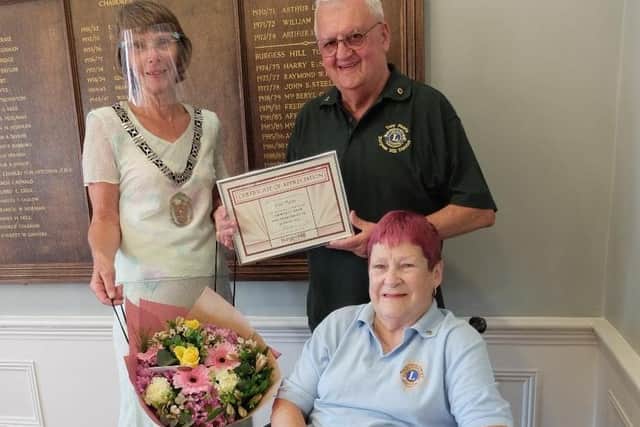 Burgess Hill Town Mayor Anne Eves with Tony Parris and his wife Val. Picture: Burgess Hill Town Council.