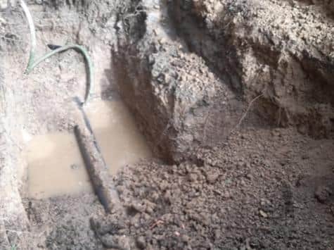 The affected pipe in Copthorne needed complex repairs. Picture: South East Water