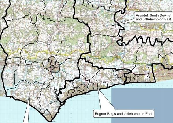CDC's suggested boundary changes showing Littlehampton split into two constituencies