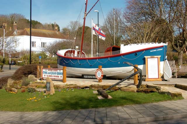The Cyril and Lilian Bishop lifeboat in Hastings SUS-180316-092819001