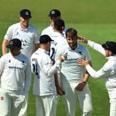 Joe Sarro - centre, being congratulated on a county championship wicket - is one of the young players who will get a chance in the One Day Cup side / Picture: Getty